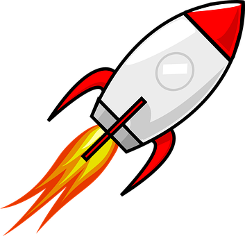 Rocket Space Ship Space Launch Propulsion - Rocket Cartoon (353x340)
