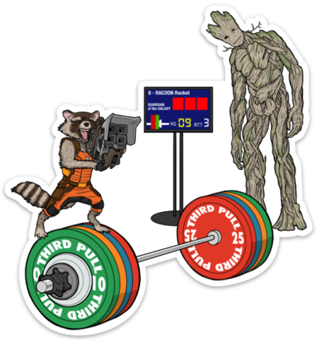 Rocket/groot Sticker - Sticker (448x480)