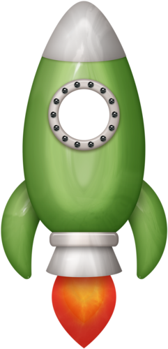Green Rocket White Window - Space Rocket Green (241x500)