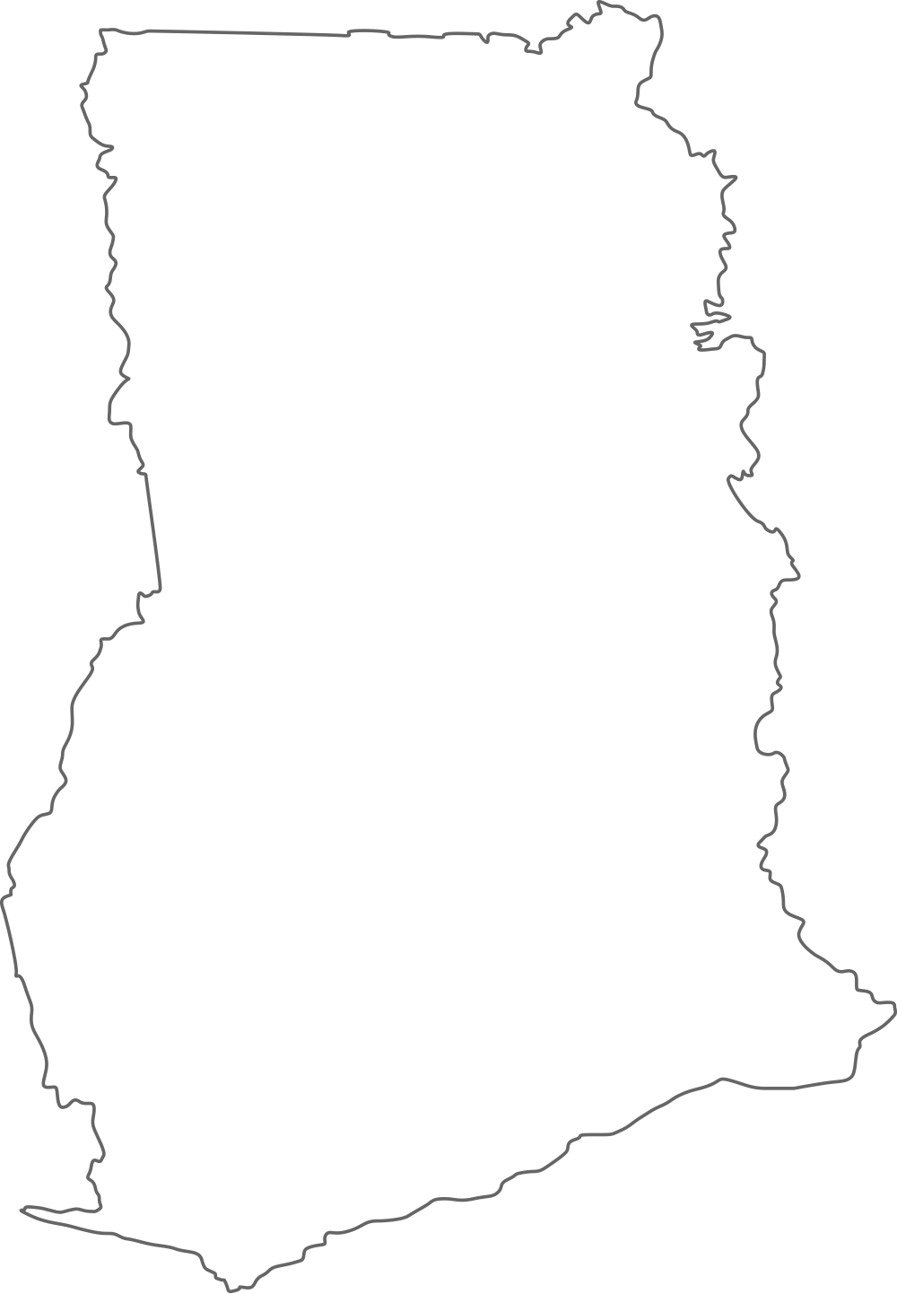 Ghana Map With Cities - Line Art (1000x1442)