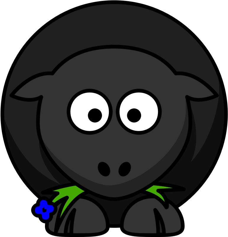 Cartoon Black Sheep - Red Circle (800x800)