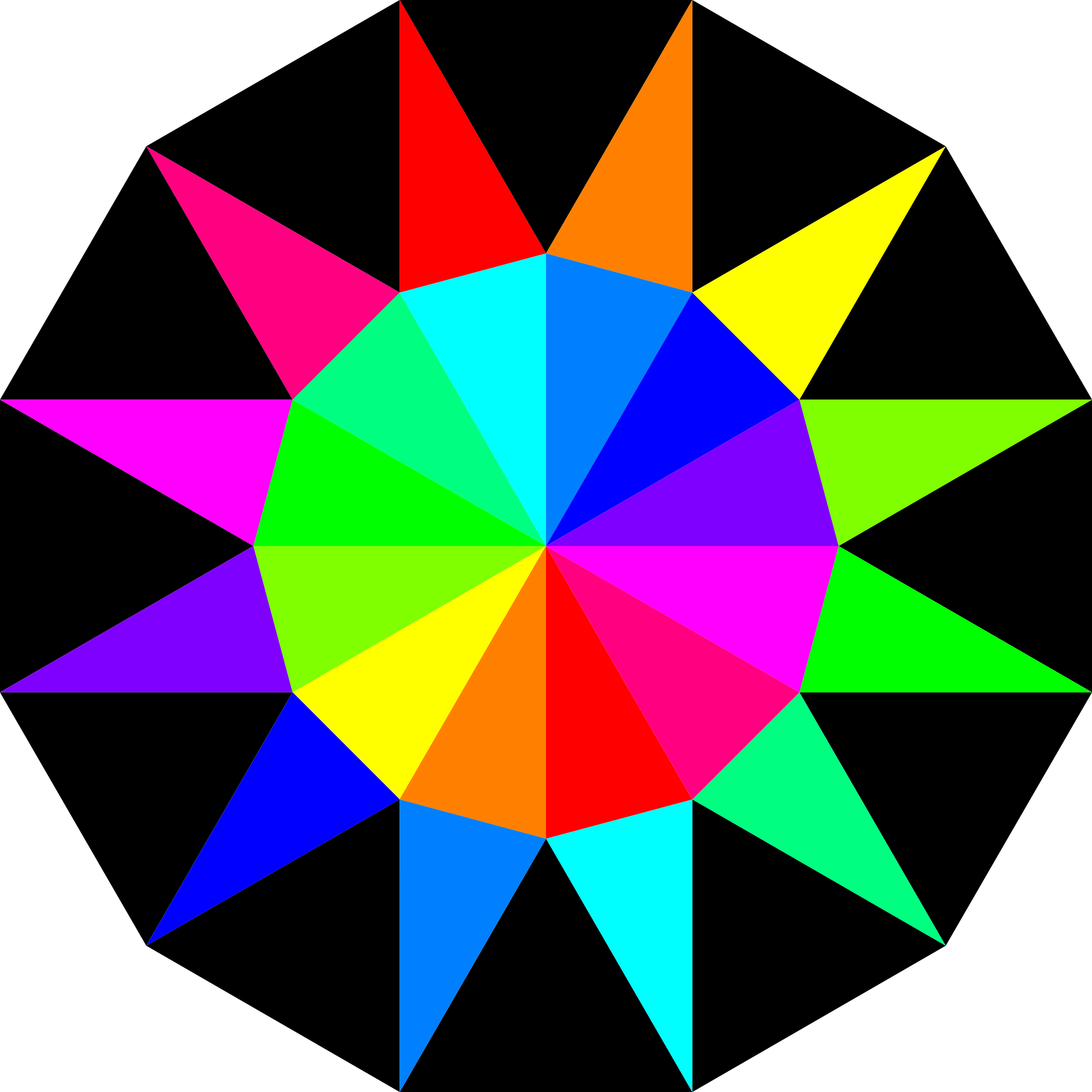 Rainbow Dodecagram - Clip Art (2400x2400)