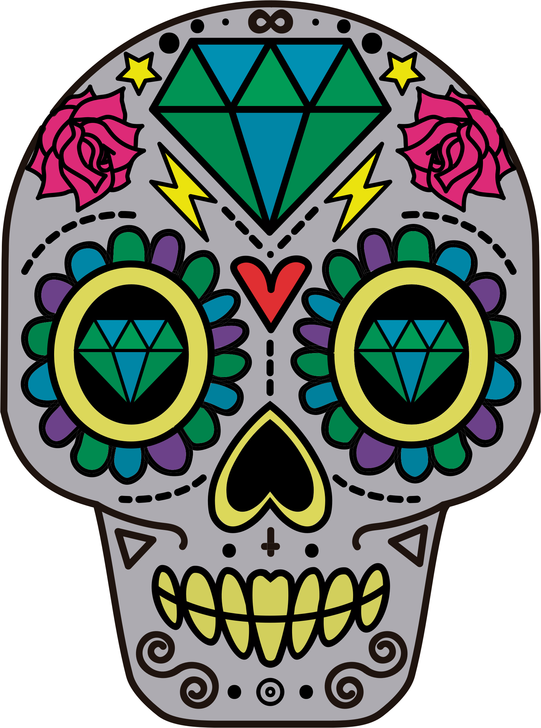 Big Image - Sugar Skulls With Diamonds (1730x2328)
