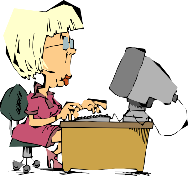 Female Computer User Clip Art - Computer Clip Art (600x563)