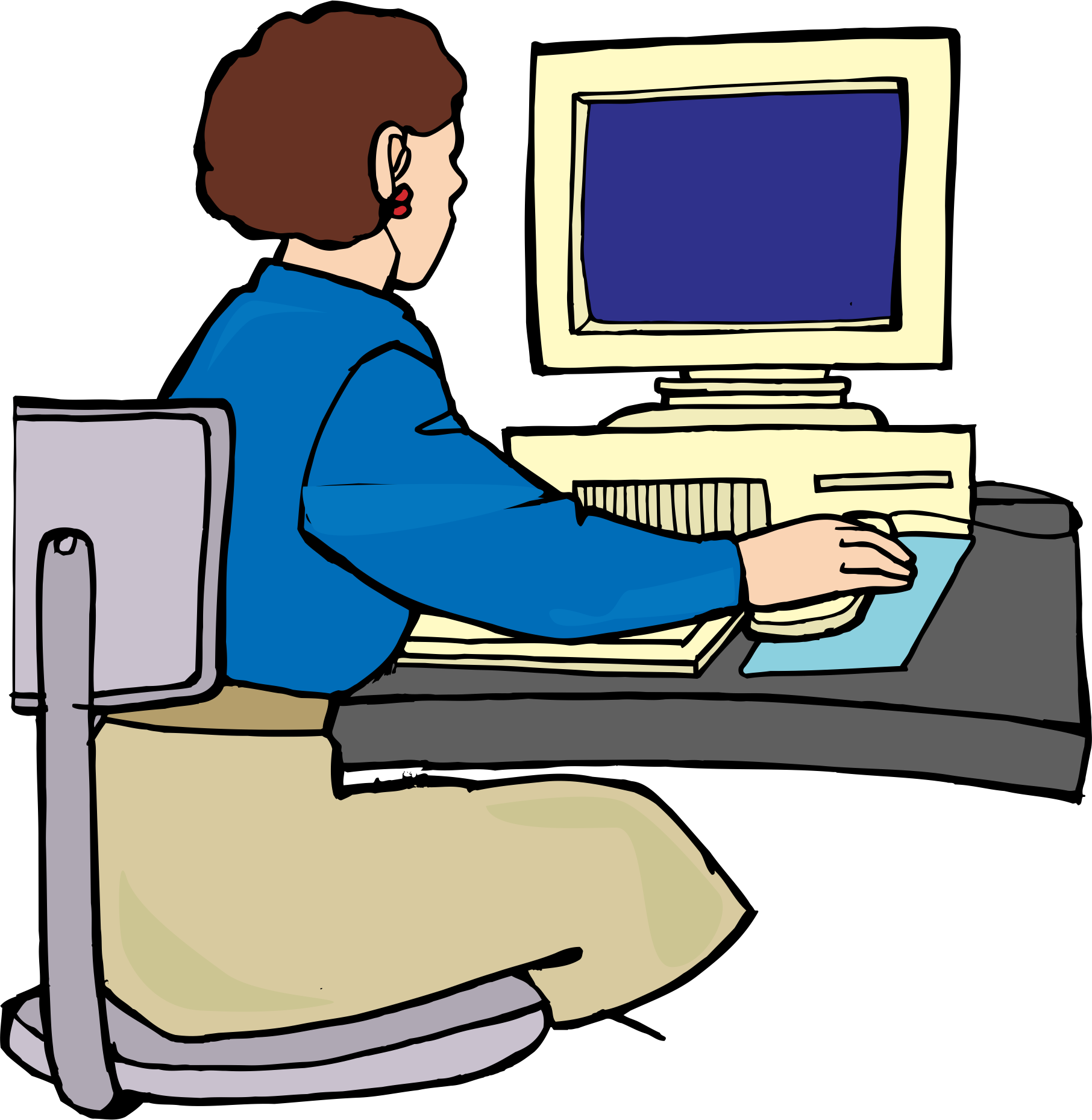 Personal Computer Cartoon Clip Art - Drawing (1812x1858)