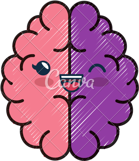 Kawaii Brain Cartoon Smiley - Vector Graphics (800x800)