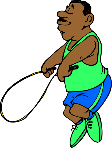 Skipping Rope Man Vector Image - Ropeskipping Cartoon (376x500)