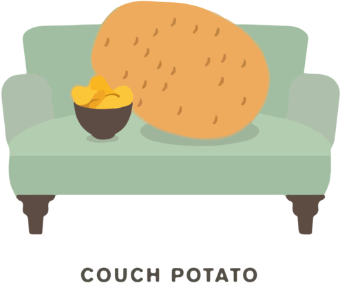 Potato Pun - Couch Potato Illustration (500x500)