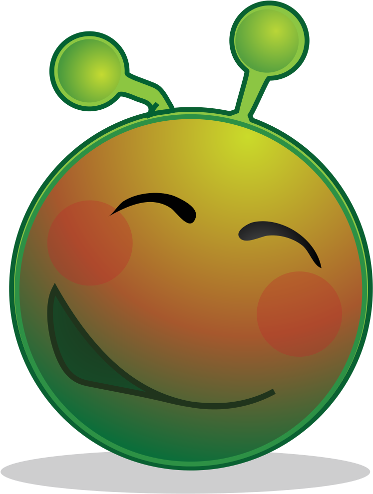 Smiley Green Alien Flustered - Alien Smiley (763x1024)