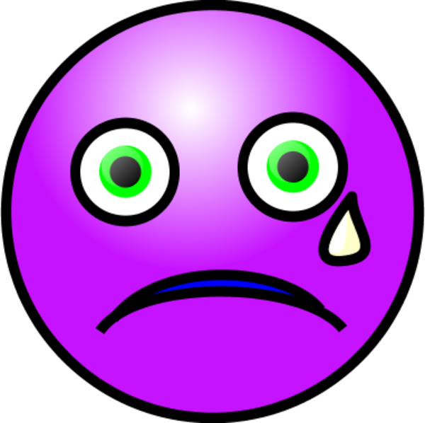 Emoticons Crying Face Vector Clip Art L0qudi Clipart - Purple Crying Smiley Face (600x598)