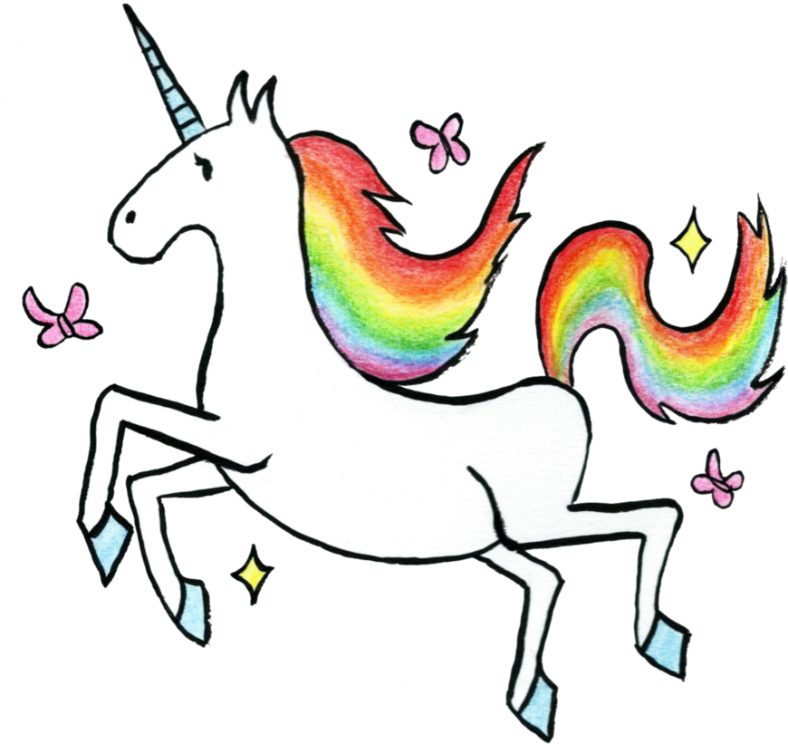 Rainbow Unicorn By Saskle - Cartoon (921x868)