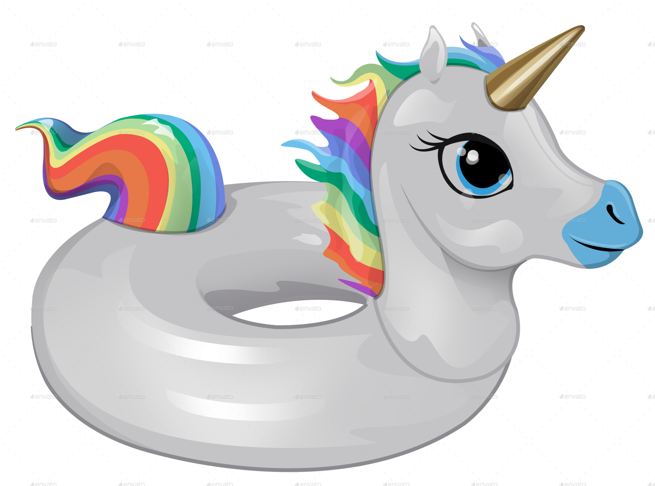 Rainbow Unicorn Float - Pool Float Transparent Background (2228x1655)