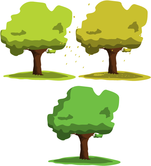 Vector Autumn Leaves Falling Process - Vector Graphics (600x600)