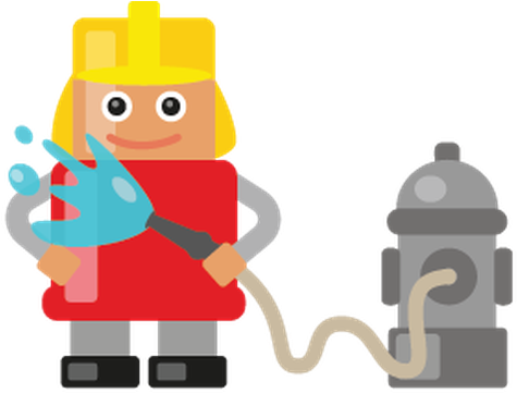 Fireman With Various Objects And Situations - Firefighter (585x399)