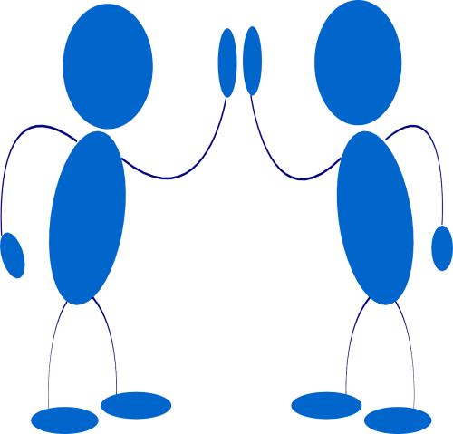 High Vector Graphics - Stick Figure High Five (500x479)