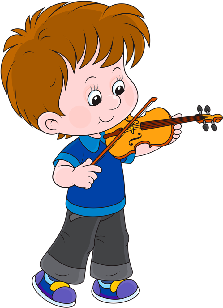 Boy Playing Violin Cartoon (750x1024)