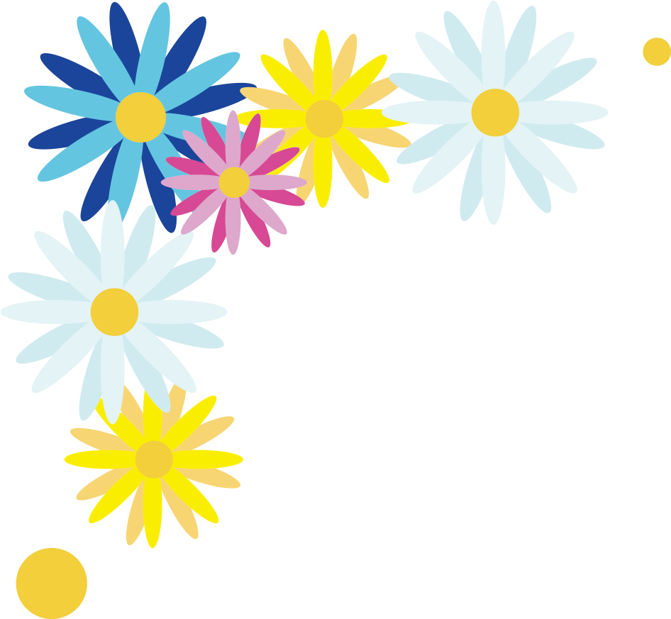 カラフルな花（青） - 花 イラスト (1181x1181)