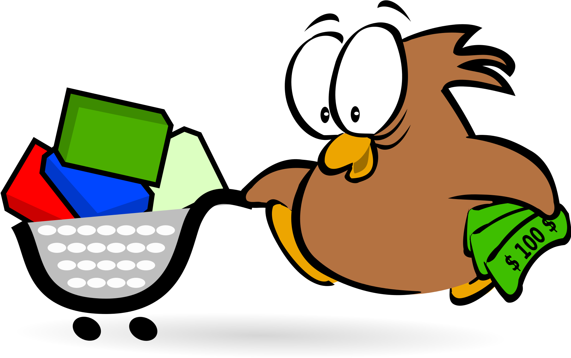 Owl Shopping By Mimooh - Scalable Vector Graphics (2000x1255)
