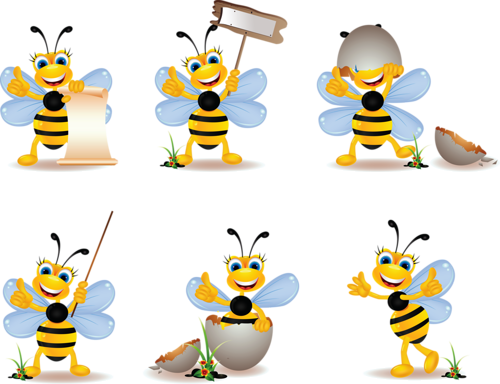 Пчёлы, Осы, Мёд - Bee Vector Free (500x384)
