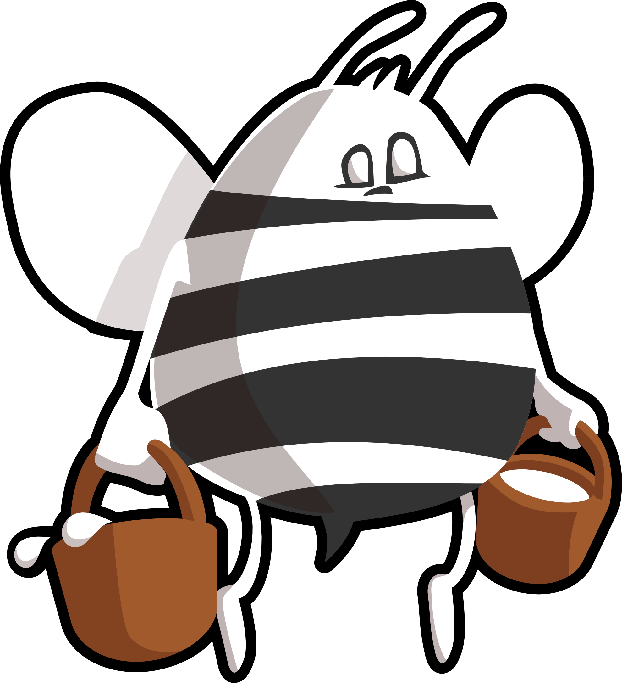 Bee Black White Line Flower 1979px 292 - Bee Carrying Honey Shower Curtain (1979x2171)
