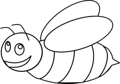 Bumble Bee Pattern Printables Outline Clip Art - Outline Of Honey Bee (476x333)
