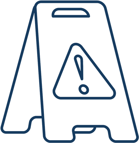 Blue Caution Sign Line Icon - Vector Graphics (500x500)