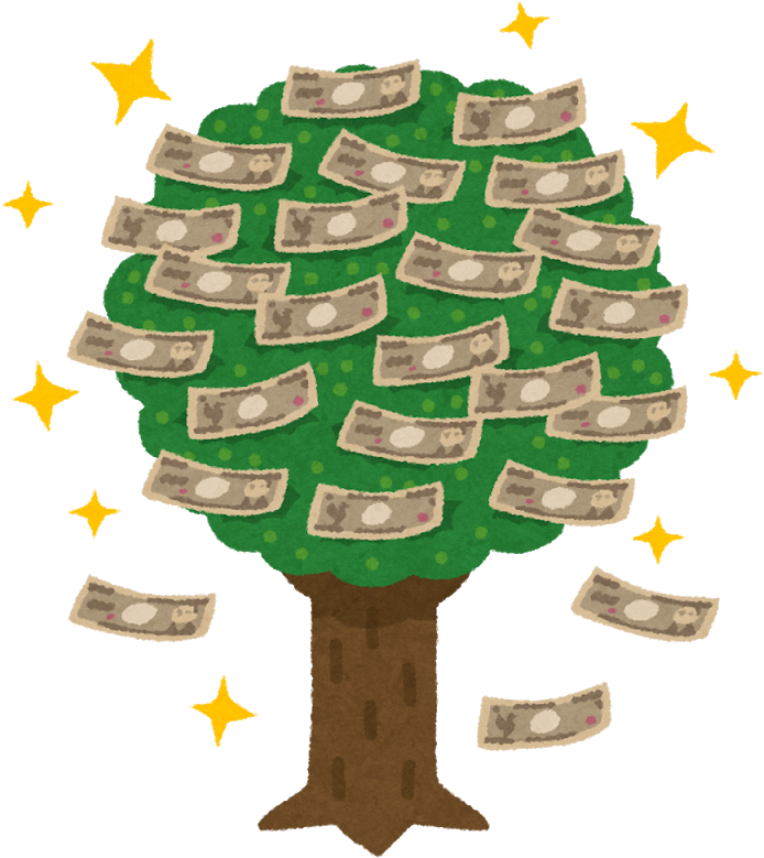 金のなる木のイラスト - お金 の なる 木 (733x800)