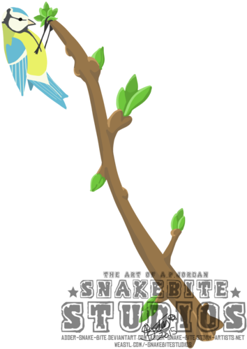 Tit On A Branch - Bay Laurel (400x515)