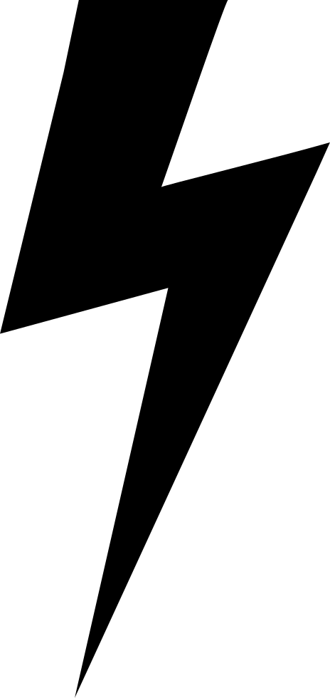Lightning Bolt Black Shape Comments - Lightning Bolt Solid Clipart Transparent (464x980)