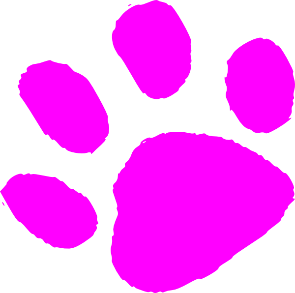 Pink Paw Print 123 Clip Art At Clker - Neon Pink Paw Print (600x596)