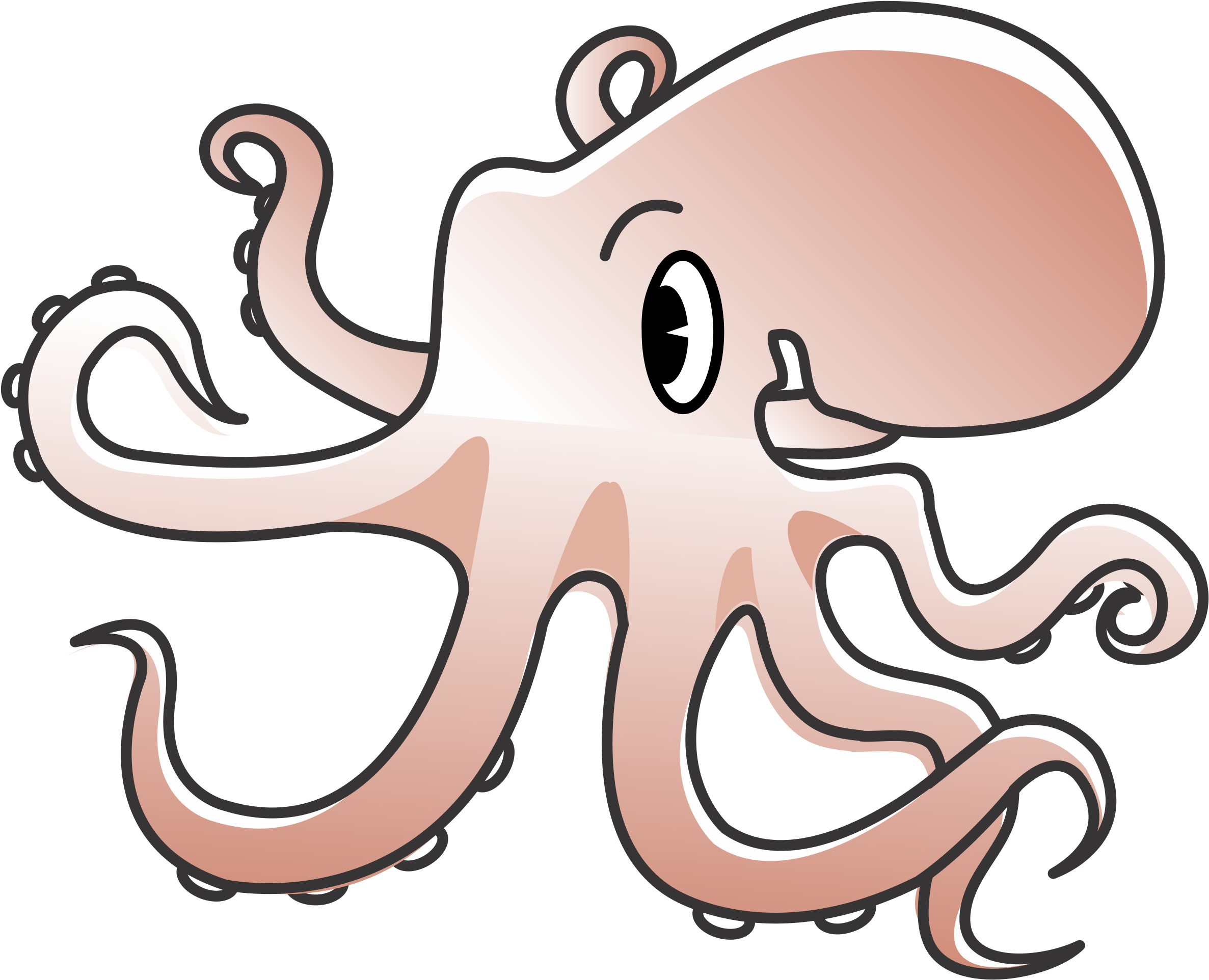 Octopus - Clip Art (2400x1951)