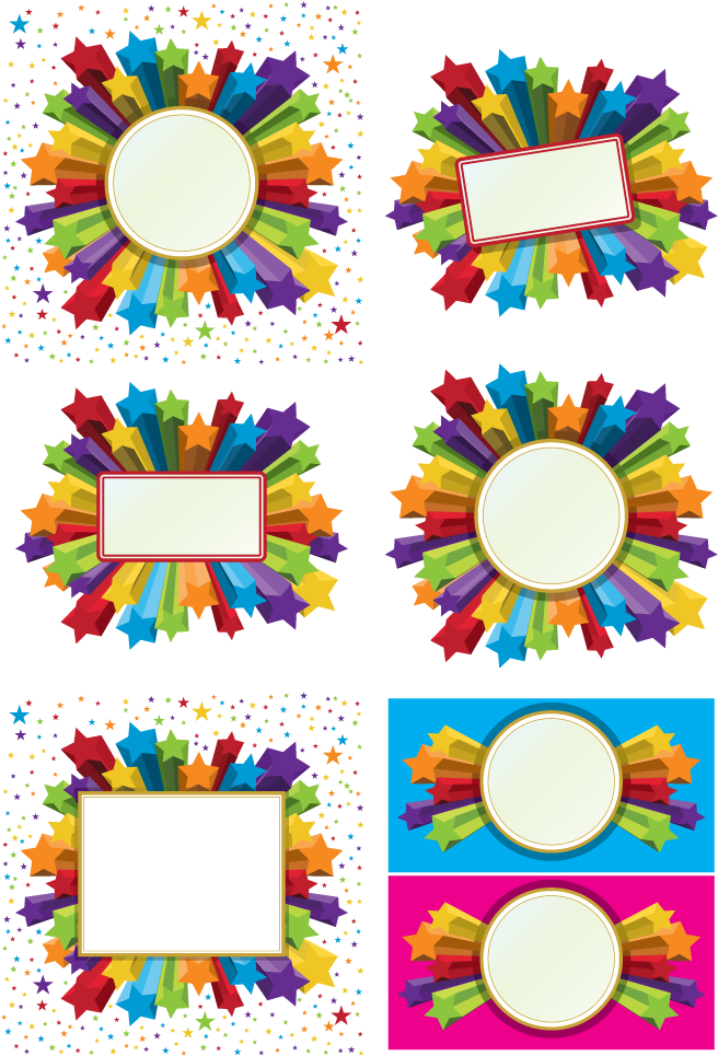 Celebration Clipart Star Vector - Multi Colored Star Border (1000x1000)
