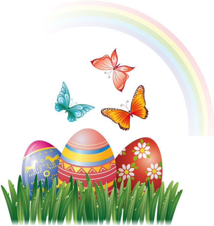 Easter Eggs And Grass - Easter (500x460)
