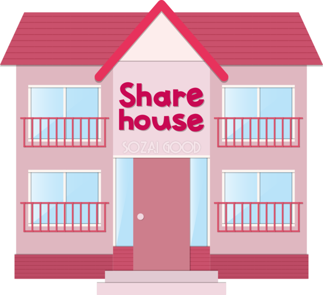 シェアハウスの建物の無料イラスト80023 - Sharehome (660x603)