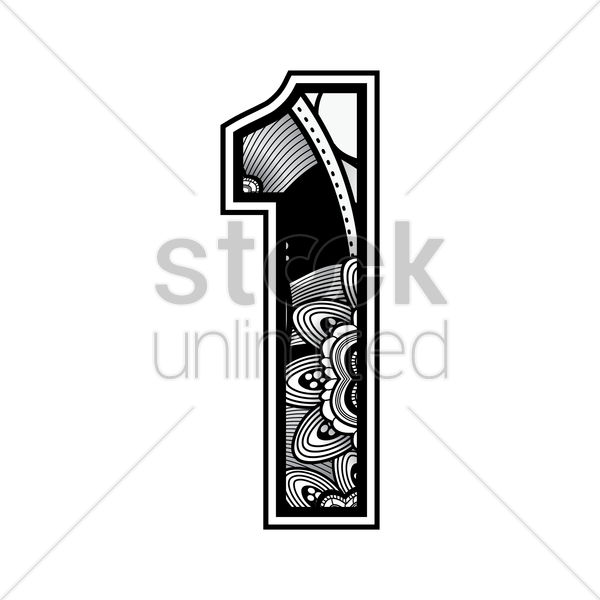 Free Decorative Number 1 Vector Image - Number (600x600)
