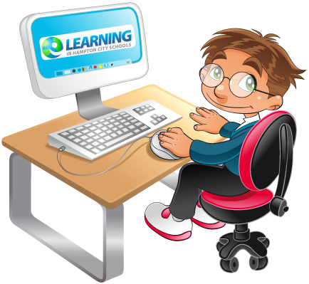 Cartoon Computer With Student (434x399)