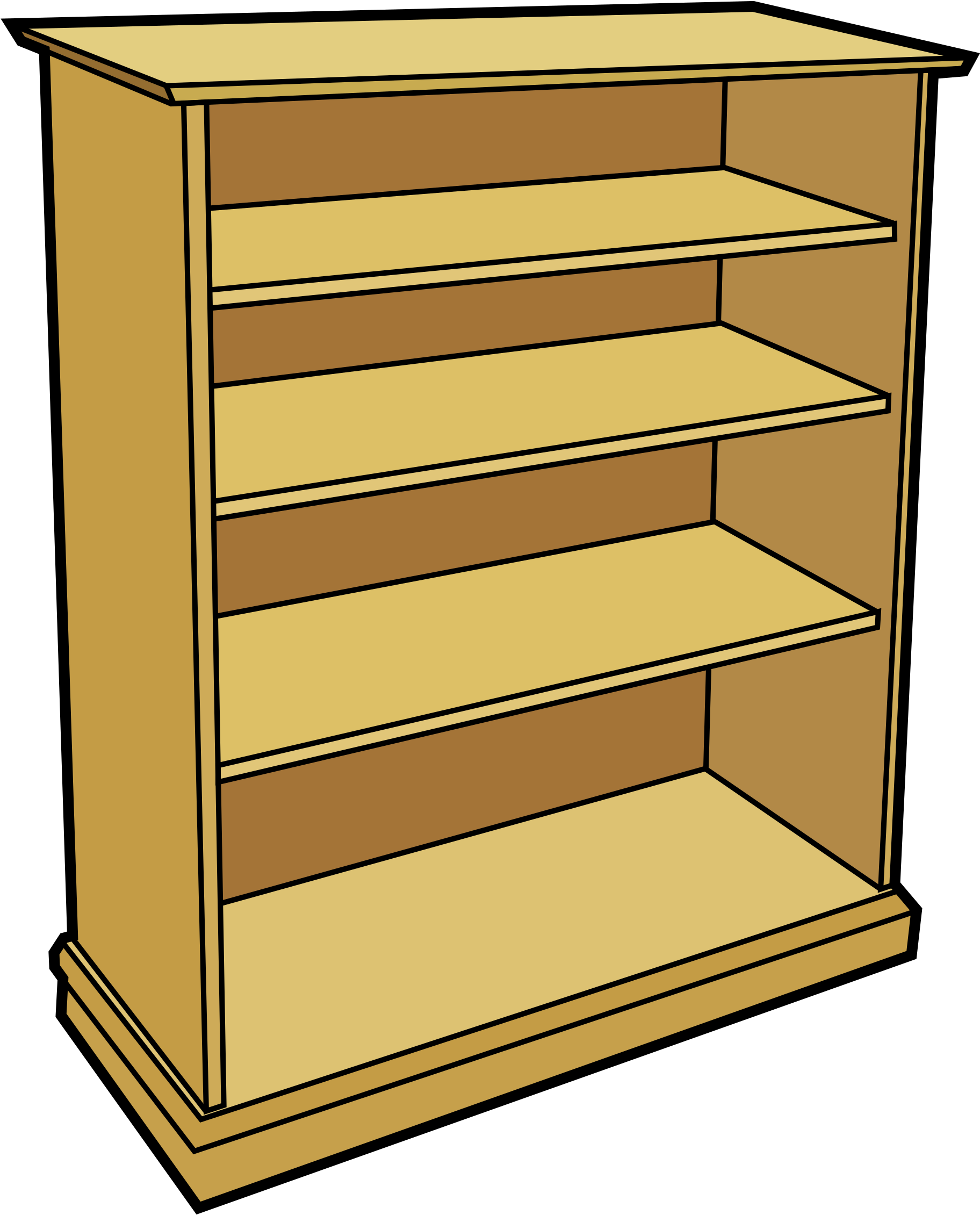 Big Image - Bookshelf Clip Art (1898x2400)