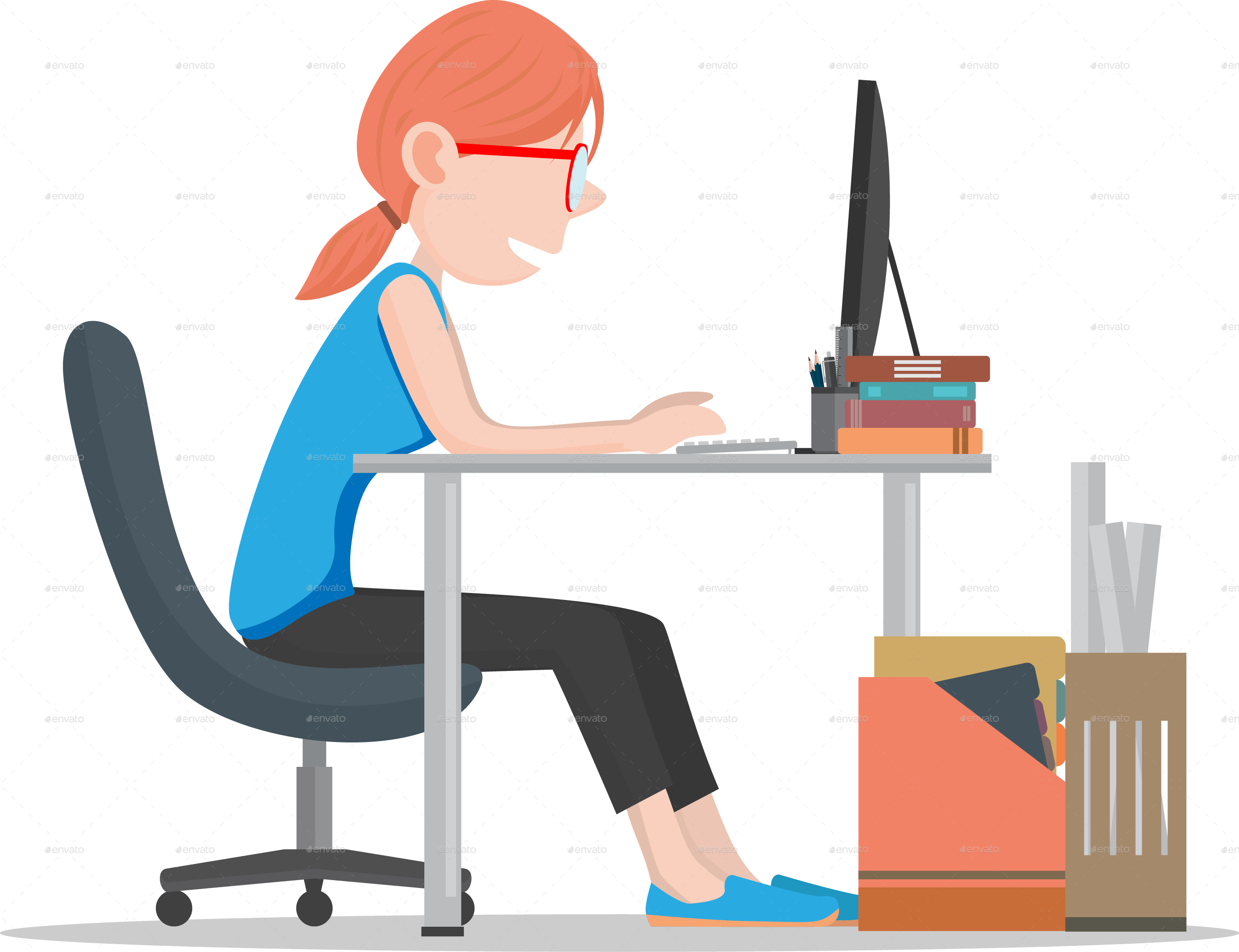 Office Worker Female - وظيفة مصممة جرافيك عن بعد (2844x2185)