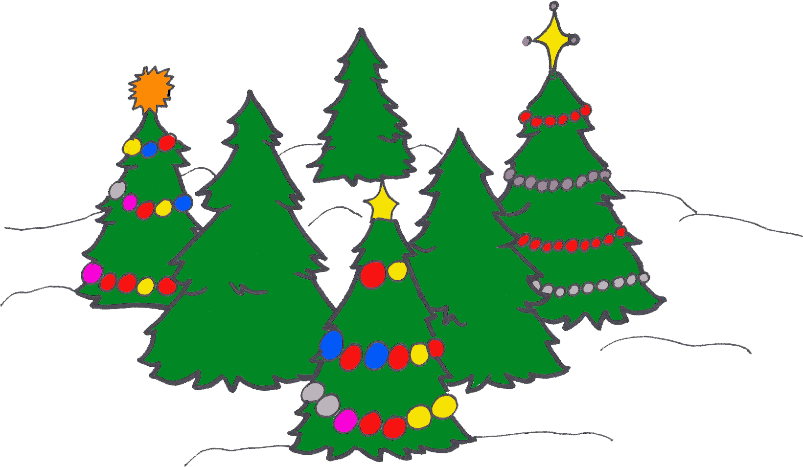 Christmas Trees - No Background - Christmas Tree (1640x980)