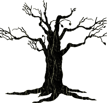 Tree-058 - Gnarly Tree Clip Art (372x357)