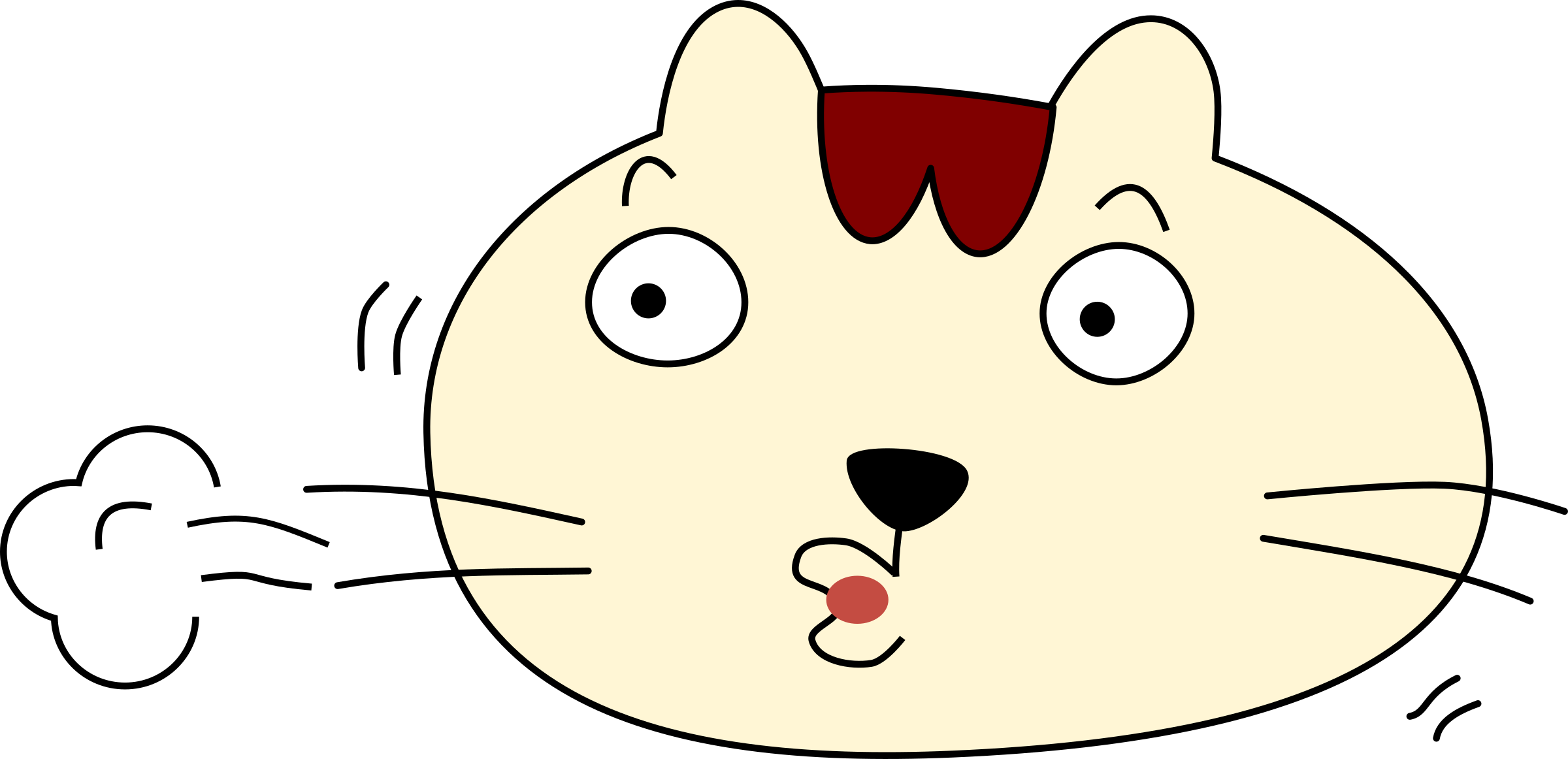 Relieved Cat - Clip Art (2400x1162)