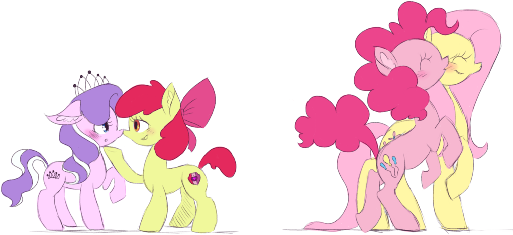 Diamondbloom And Flutterpie By Phineaddict - Cartoon (1024x514)