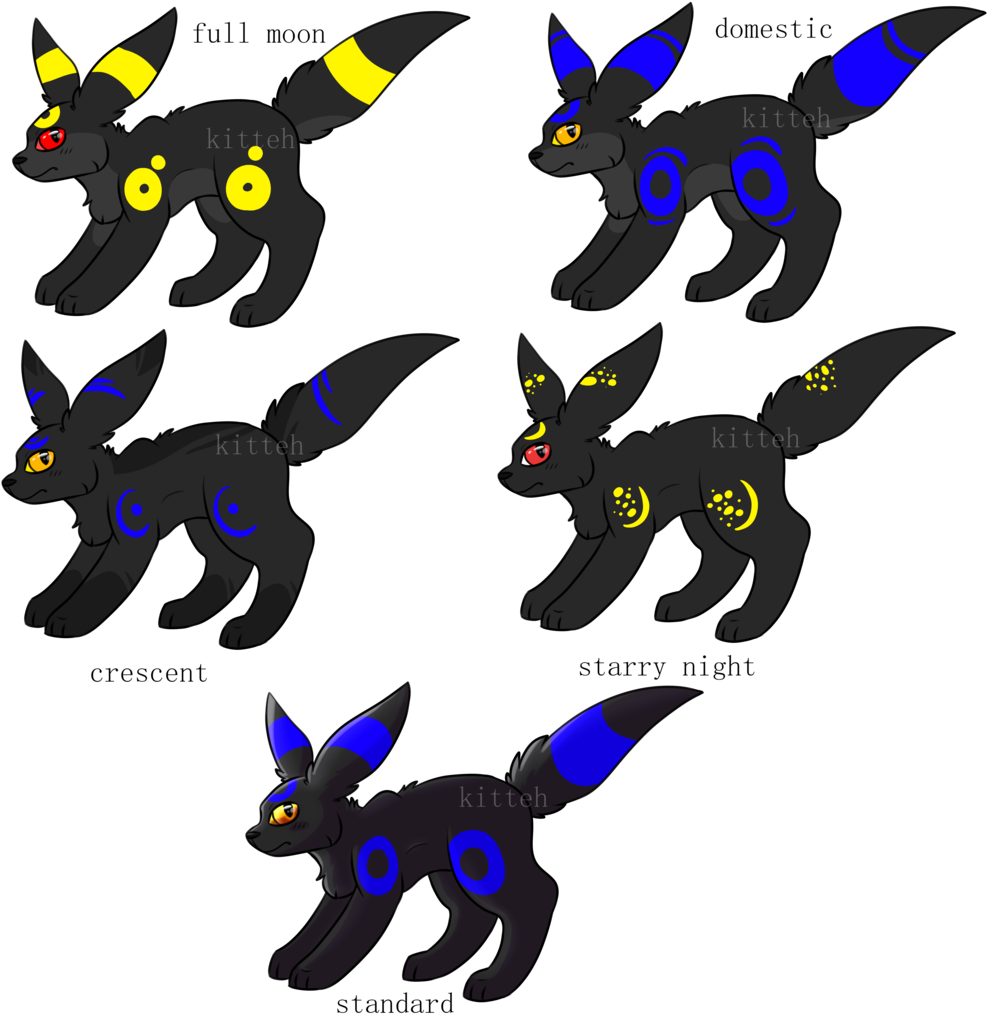 Umbreon Variations By Oh Berlin Umbreon Variations - Cartoon (1024x1024)