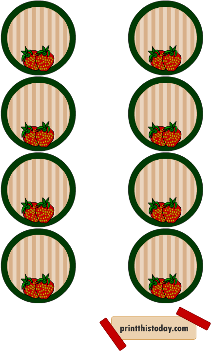 Jar Lid Labels Featuring Strawberries - Label (612x792)