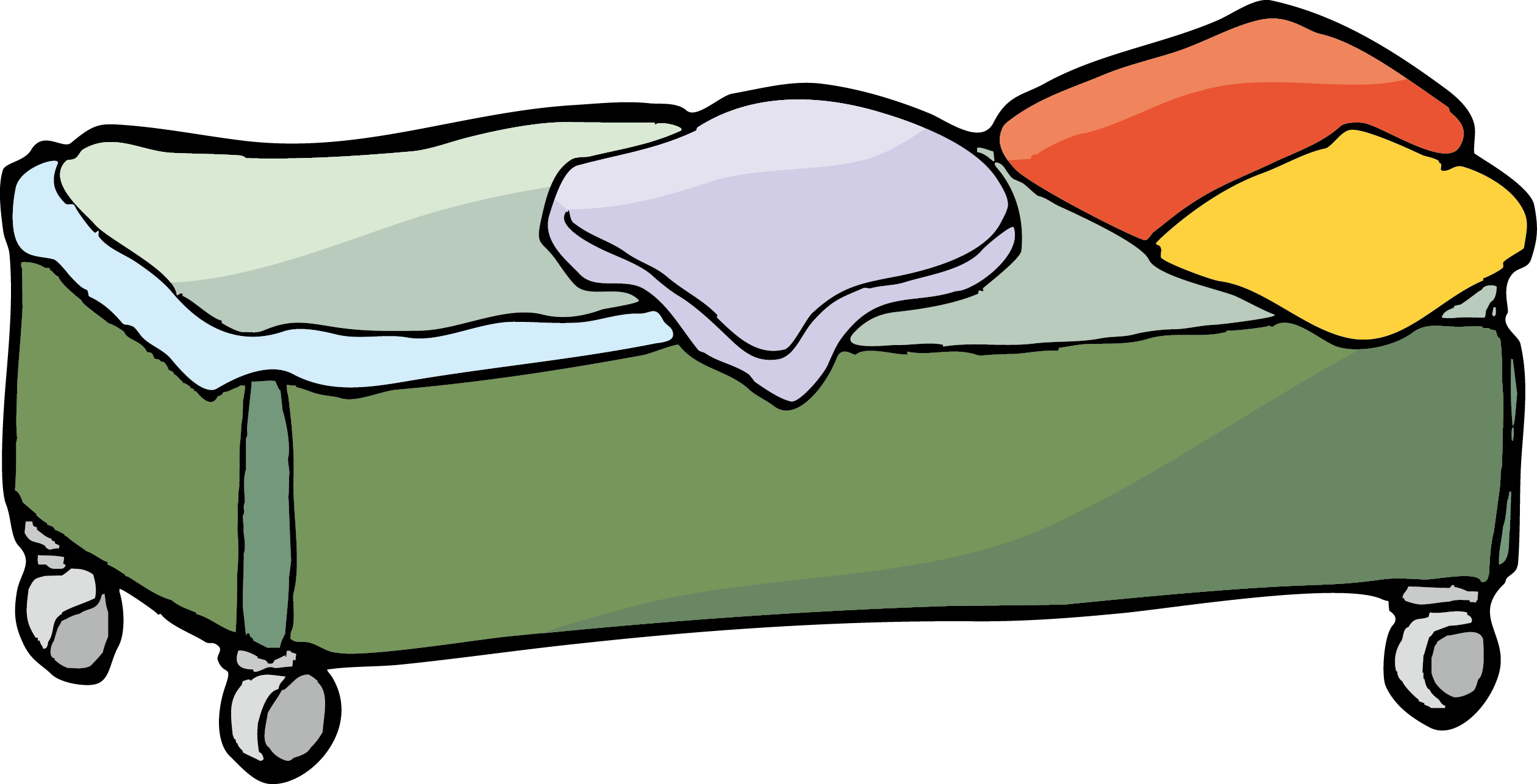 Table Bed Cartoon Clip Art - 床 卡通 (2520x1286)