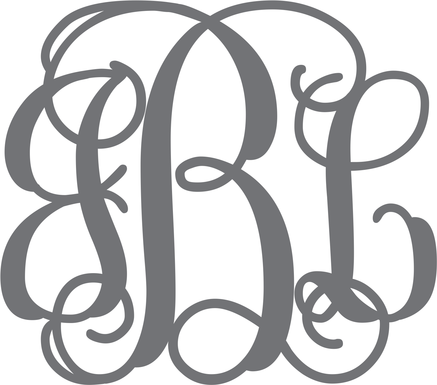 Interlocking Monogram Vinyl Decal - Vine Monogram Font (1651x1341)