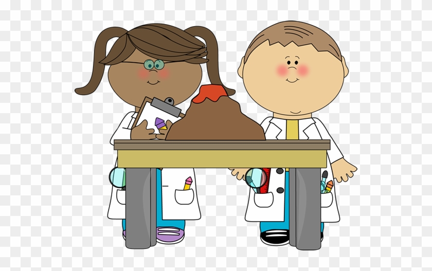 Kids With Volcano In Science Class - Science Class Clipart #8321