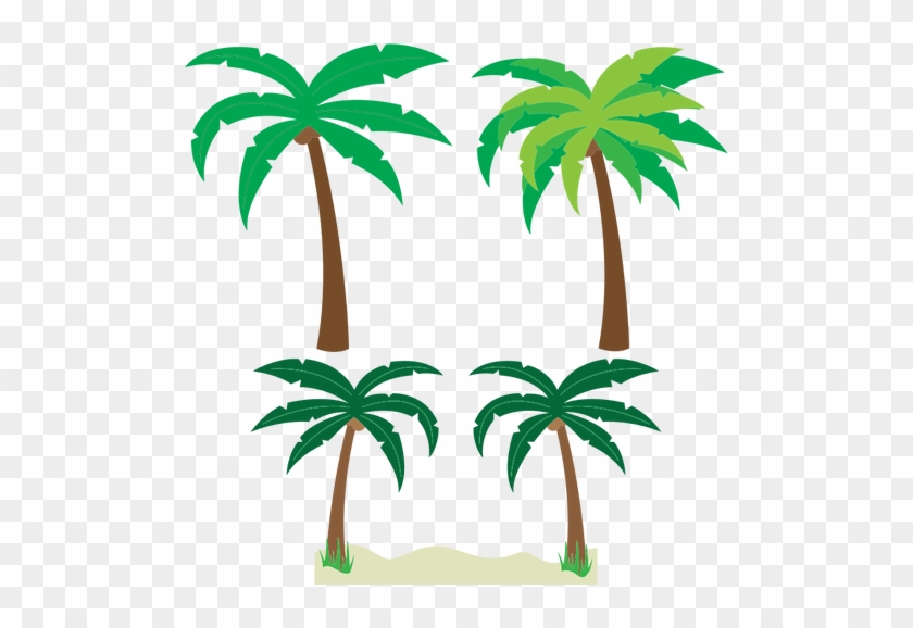 Palm Trees Silhouette Vector Drawing Public Domain - Small Cartoon Palm Tree #9625
