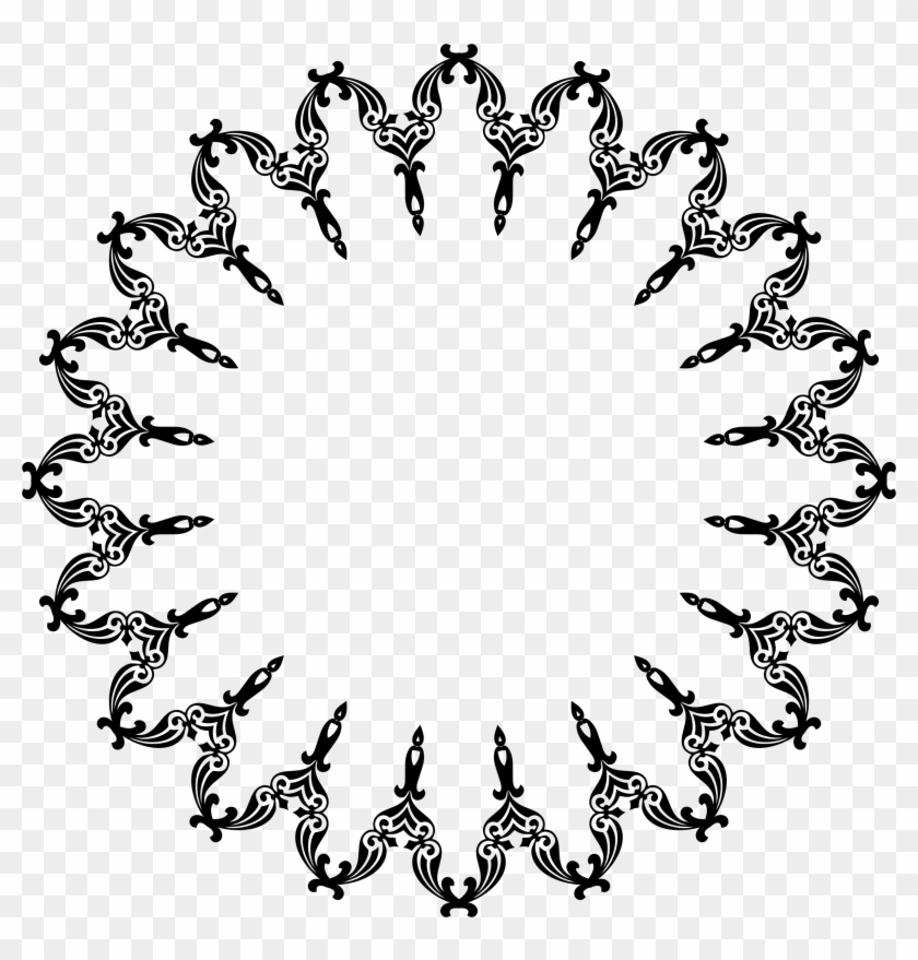 Line Art Clipart Decorative Border - Floral Ornament Frame Png #10333