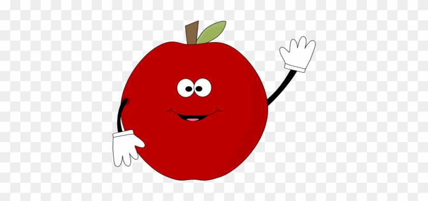 Waving Red Apple Clip Art Image Clipart Face - Apple Fruit With Face #12538